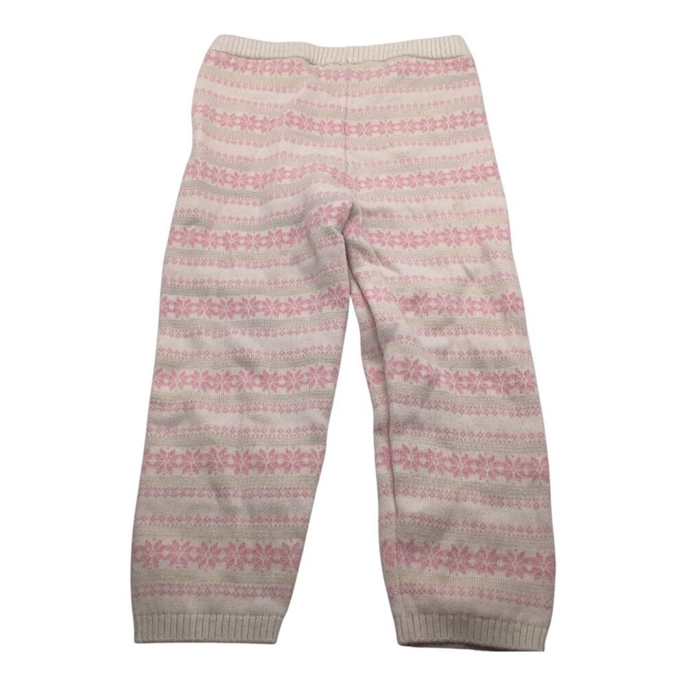 Gymboree Sweater Knit Pants Baby Girl 18-24M Pink & White Nordic Pattern Cotton - Picture 2 of 7